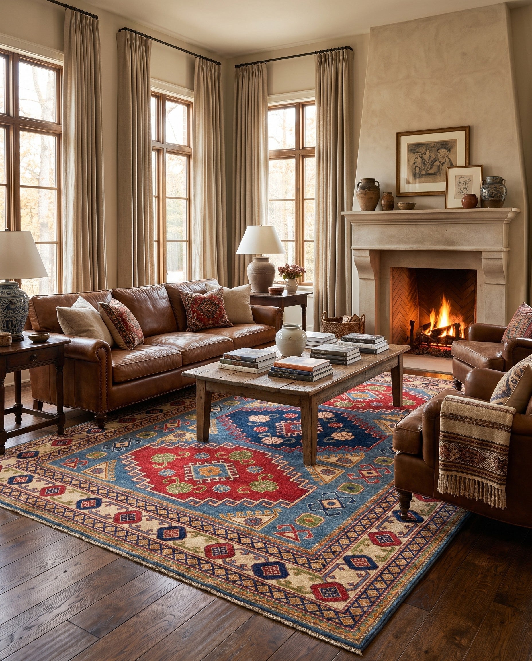 7' 11 x 10' 1 Hand Knotted Kazak Rug