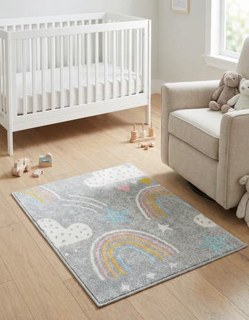 2' 2 x 3' Clouds and Rainbows Whimsy Kids Rug