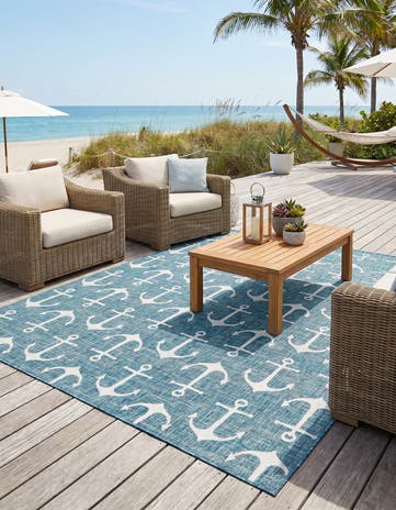 10' x 10' Easy-Clean Coastal Indoor / Outdoor Square Rug