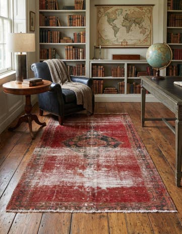 4' 1 x 6' 9 Hand Knotted Ultra Vintage Persian Wool Rug