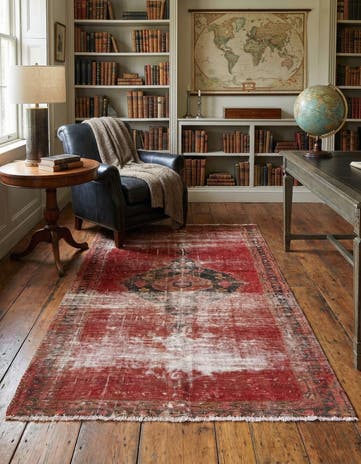 4' 1 x 6' 9 Hand Knotted Ultra Vintage Persian Wool Rug