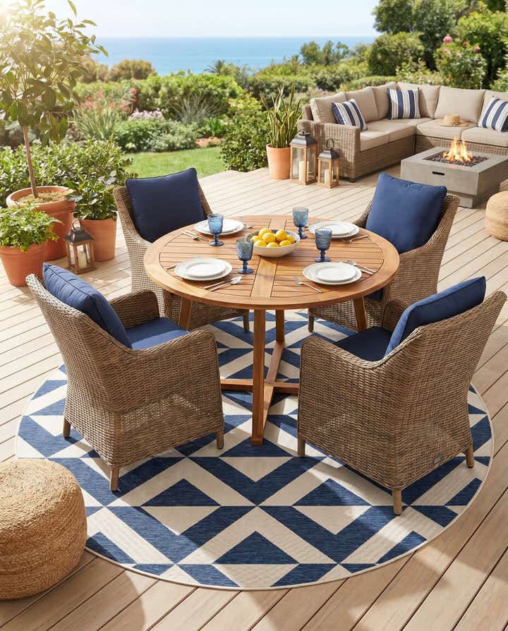 7' x 7' Easy-Clean Jill Zarin Indoor / Outdoor Round Rug
