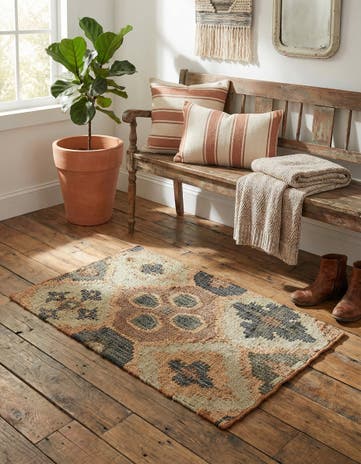 2' x 3' 1 Hand Woven Kala Handwoven Jute Rug