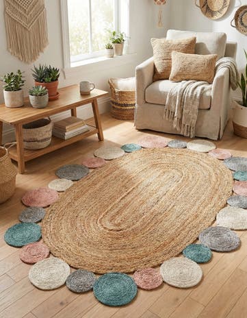 4' 1 x 6' 1 Handmade Braided Jute Oval Rug