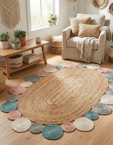 4' 1 x 6' 1 Handmade Braided Jute Oval Rug