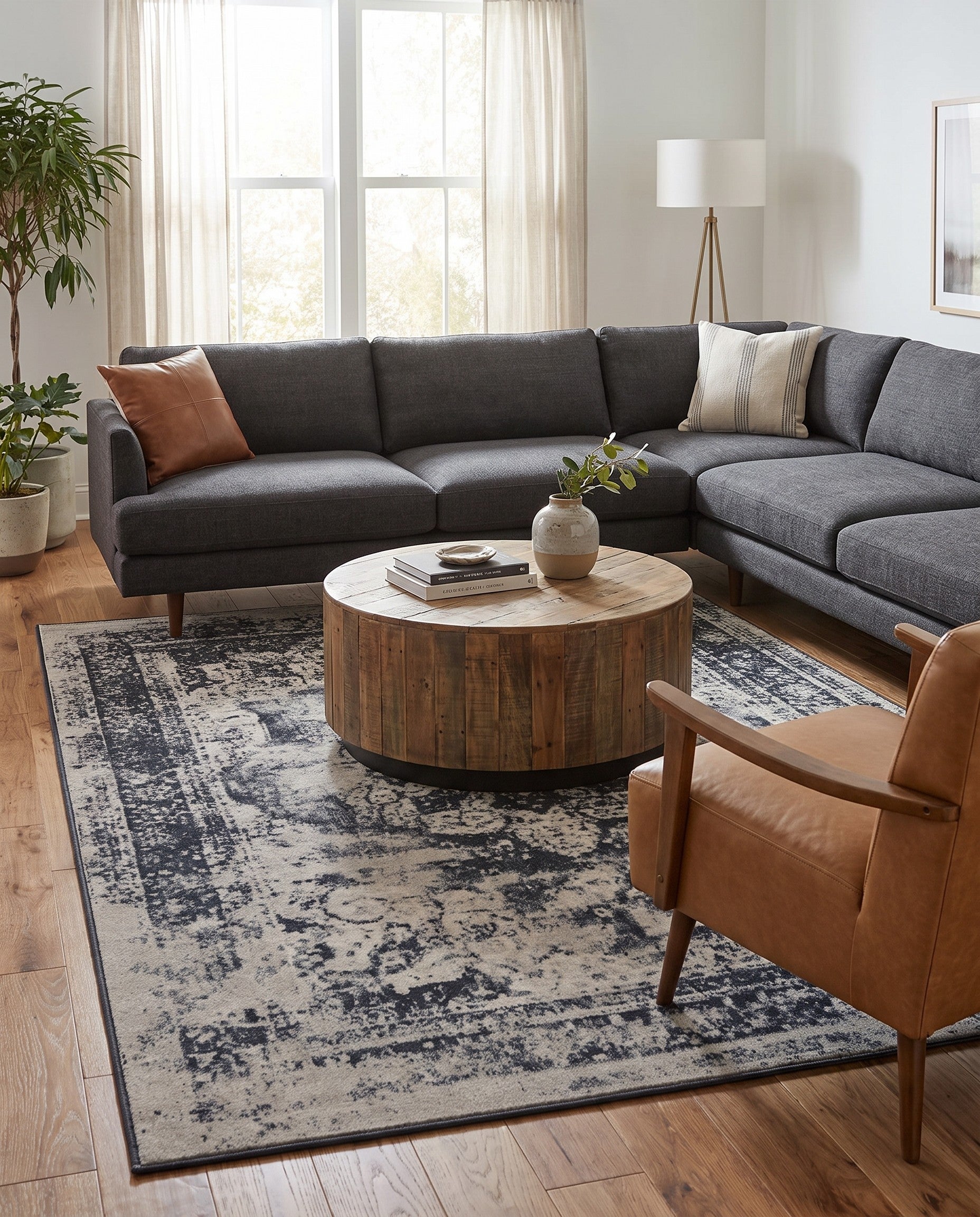 Slate Blue and Ivory Monte Carlo Rug