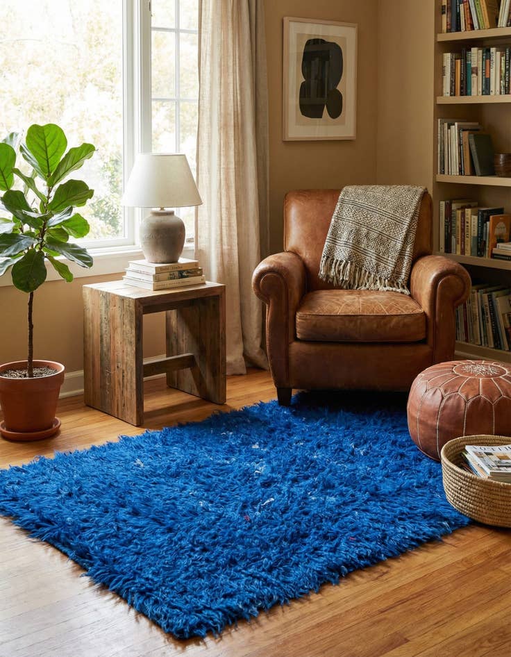 Detail image of 2' 4 x 4' 5 Hand Knotted Moroccan Wool Rug