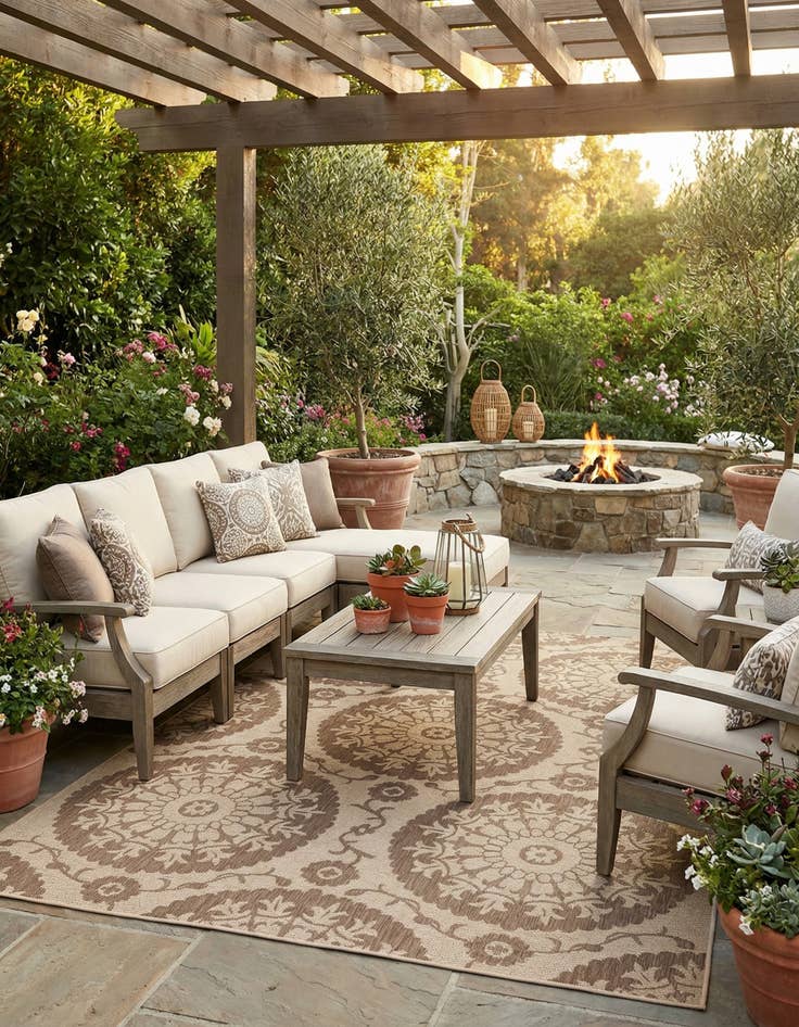 Detail image of 7' x 10' Easy-Clean Botanical Indoor / Outdoor Rug