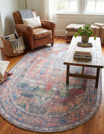 Washable Maahru Oval Rug