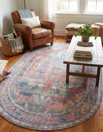 Washable Maahru Oval Rug