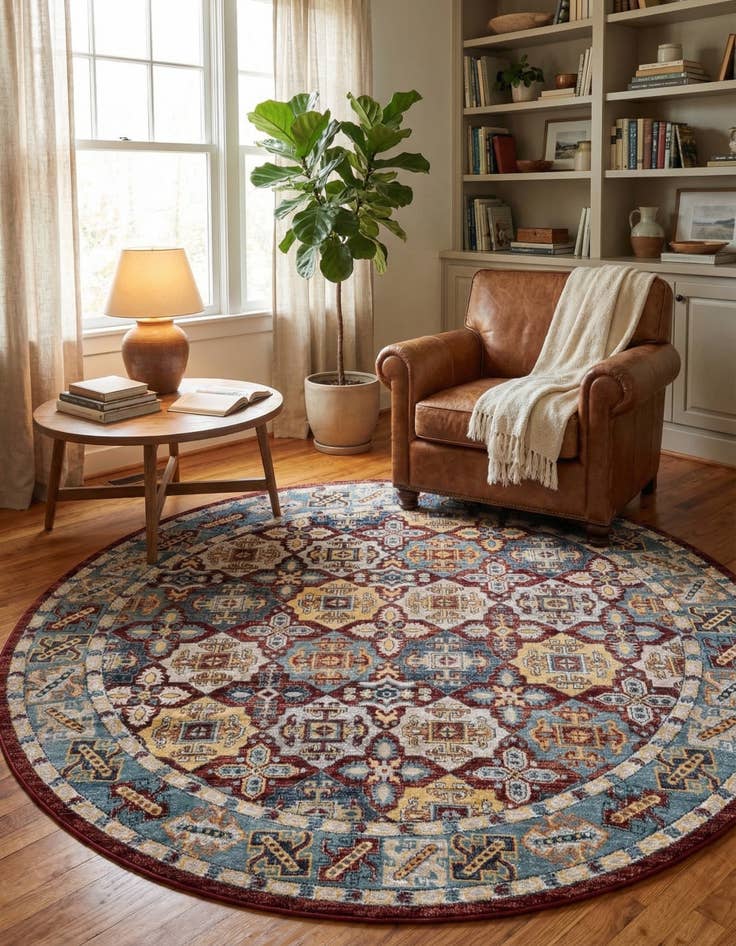 Detail image of 7' 10 x 7' 10 Kamala Washable Round Rug