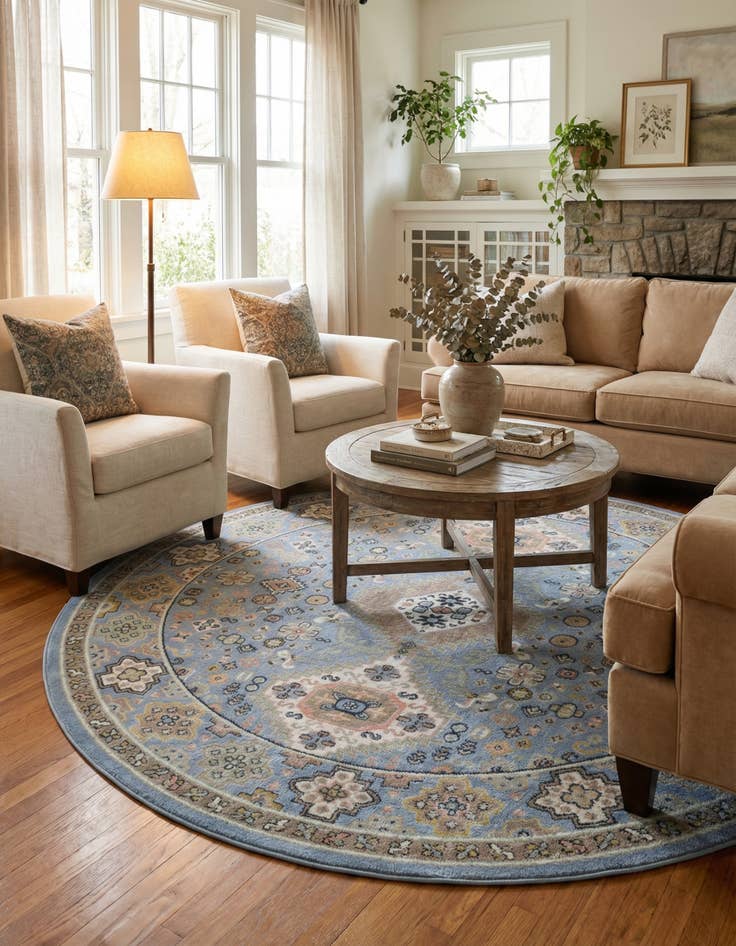 Detail image of 7' 10 x 7' 10 Kamala Washable Round Rug