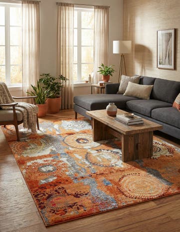 Orange Washable Casablanca Rug