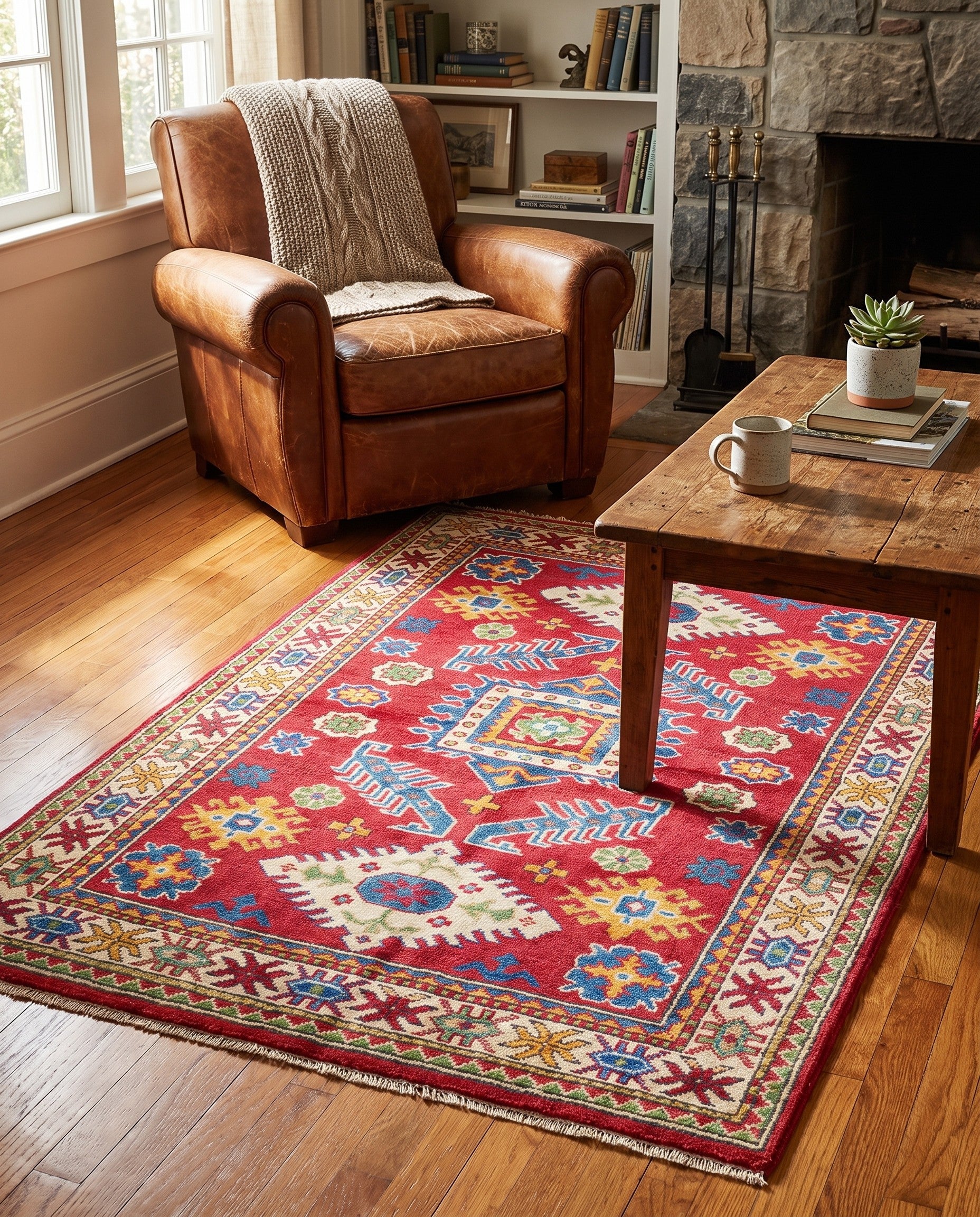 3' 3 x 4' 11 Hand Knotted Kazak Rug