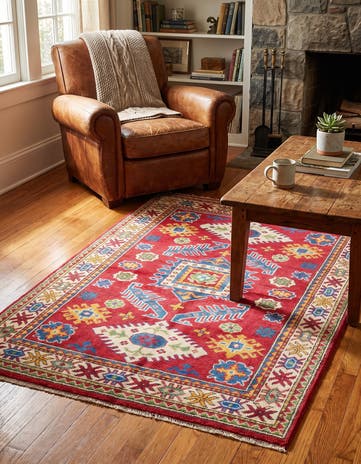 3' 3 x 4' 11 Hand Knotted Kazak Rug