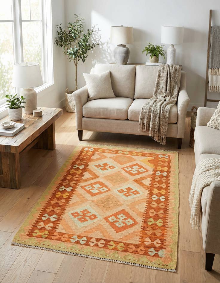 Detail image of 3' x 4' 10 Hand Woven Kilim Waziri Wool Rug