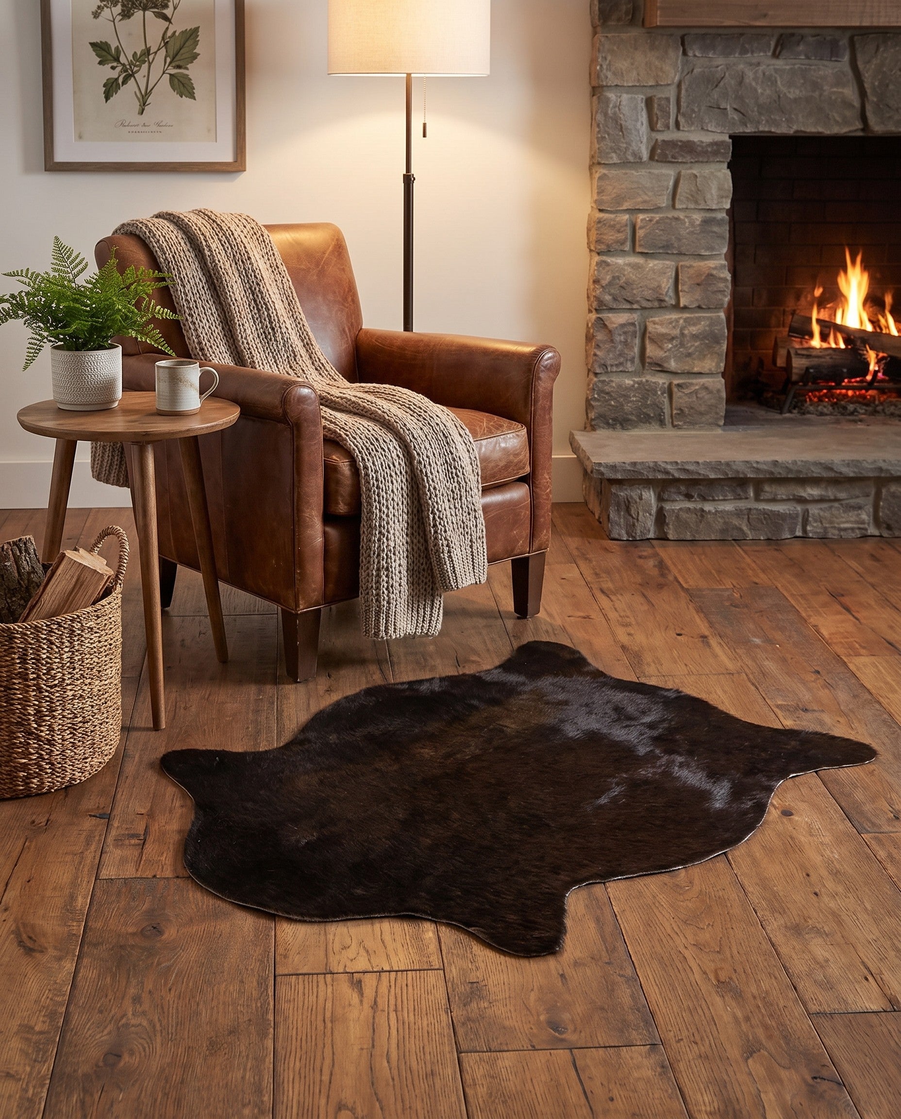 1' 8 x 2' 6 Cowhide Leather Rug
