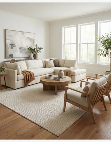 Ivory White Textura Designer Rug