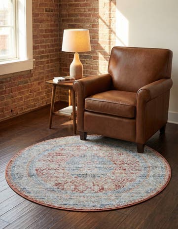 Red Noble Round Rug