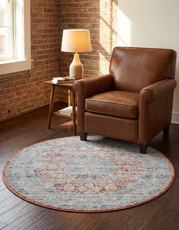 Red Noble Round Rug