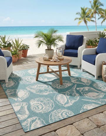 10' x 10' Easy-Clean Coastal Indoor / Outdoor Square Rug