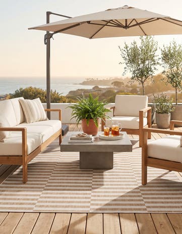 Taupe Easy-Clean Ribbon Indoor / Outdoor Rug