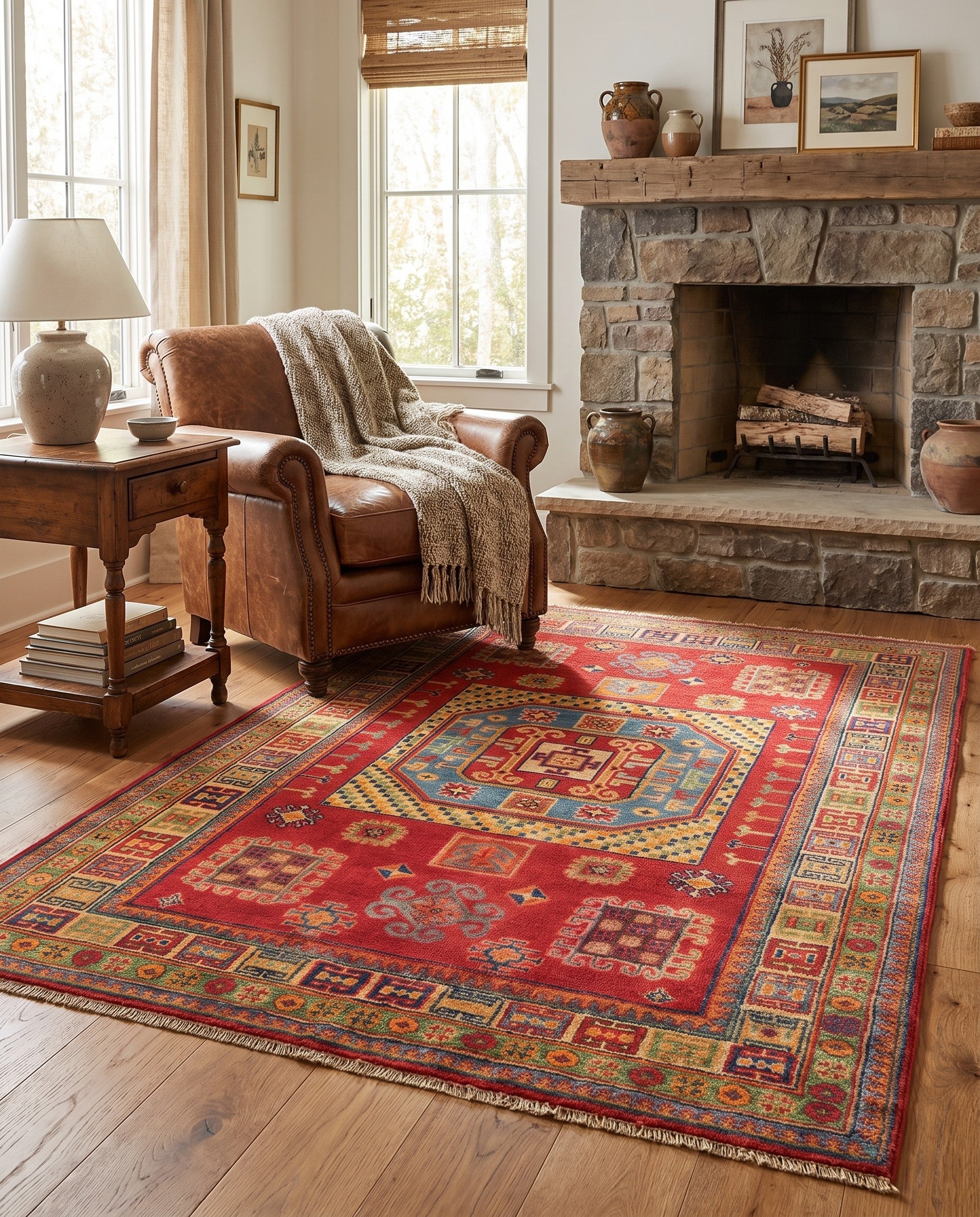 3' 11 x 6' Hand Knotted Kazak Rug