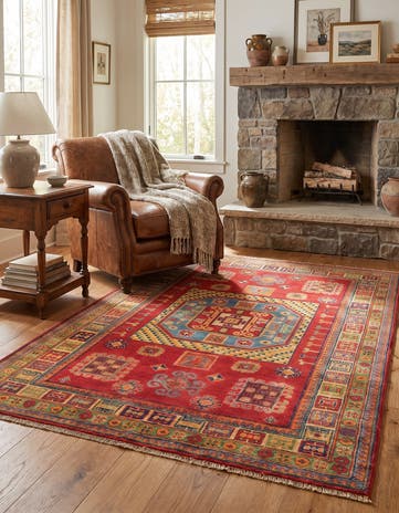 3' 11 x 6' Hand Knotted Kazak Rug