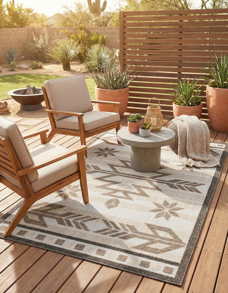 Detail image of 5' x 8' Washable Modern Indoor / Outdoor Rug