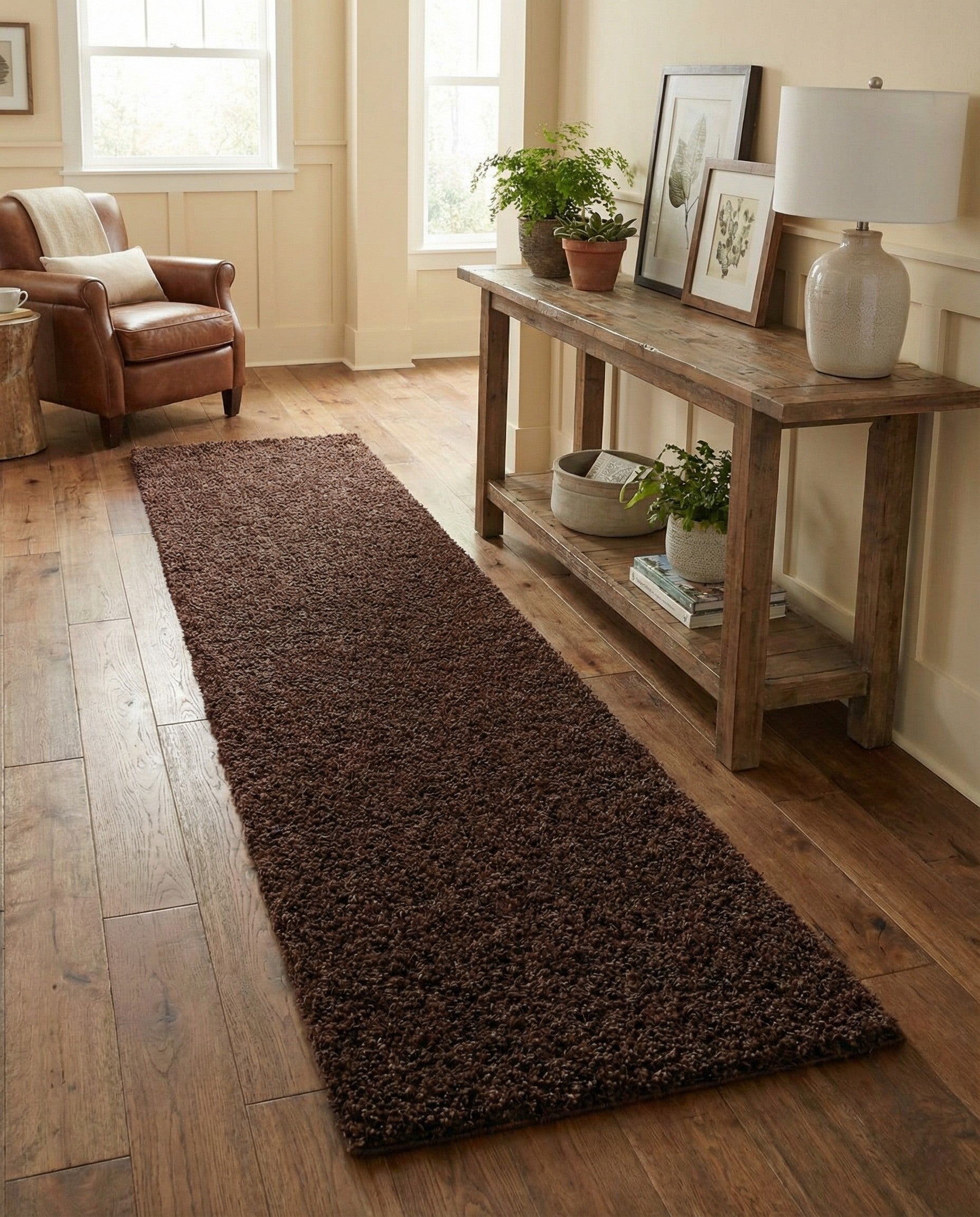 2' 7 x 14' Solid Shag Runner Rug