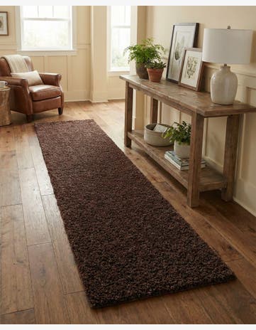 2' 7 x 14' Solid Shag Runner Rug