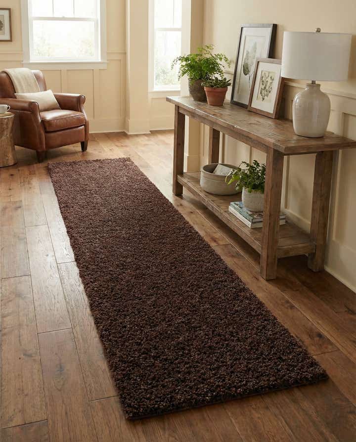 2' 7 x 14' Solid Shag Runner Rug