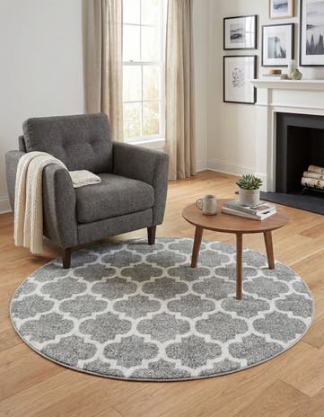 Dark Gray Lattice Round Rug