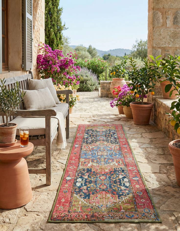 Detail image of 2' x 8' Washable Traditional Indoor / Outdoor Runner Rug