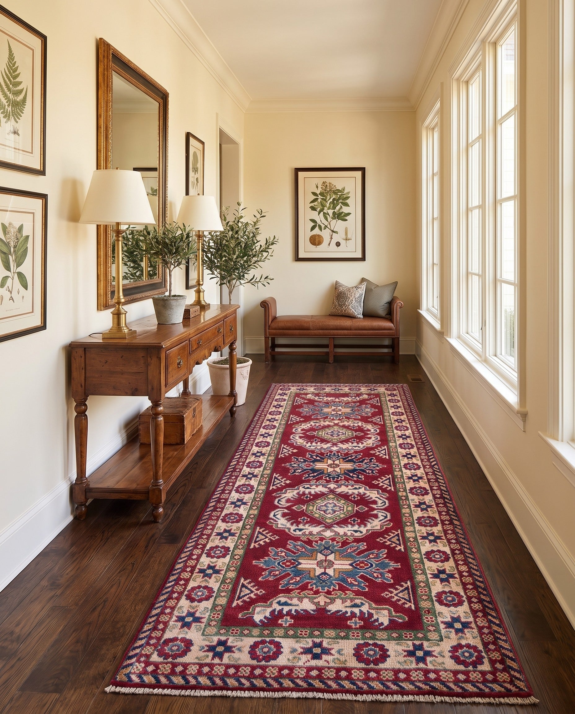 80cm x 215cm Hand Knotted Kazak Runner Rug