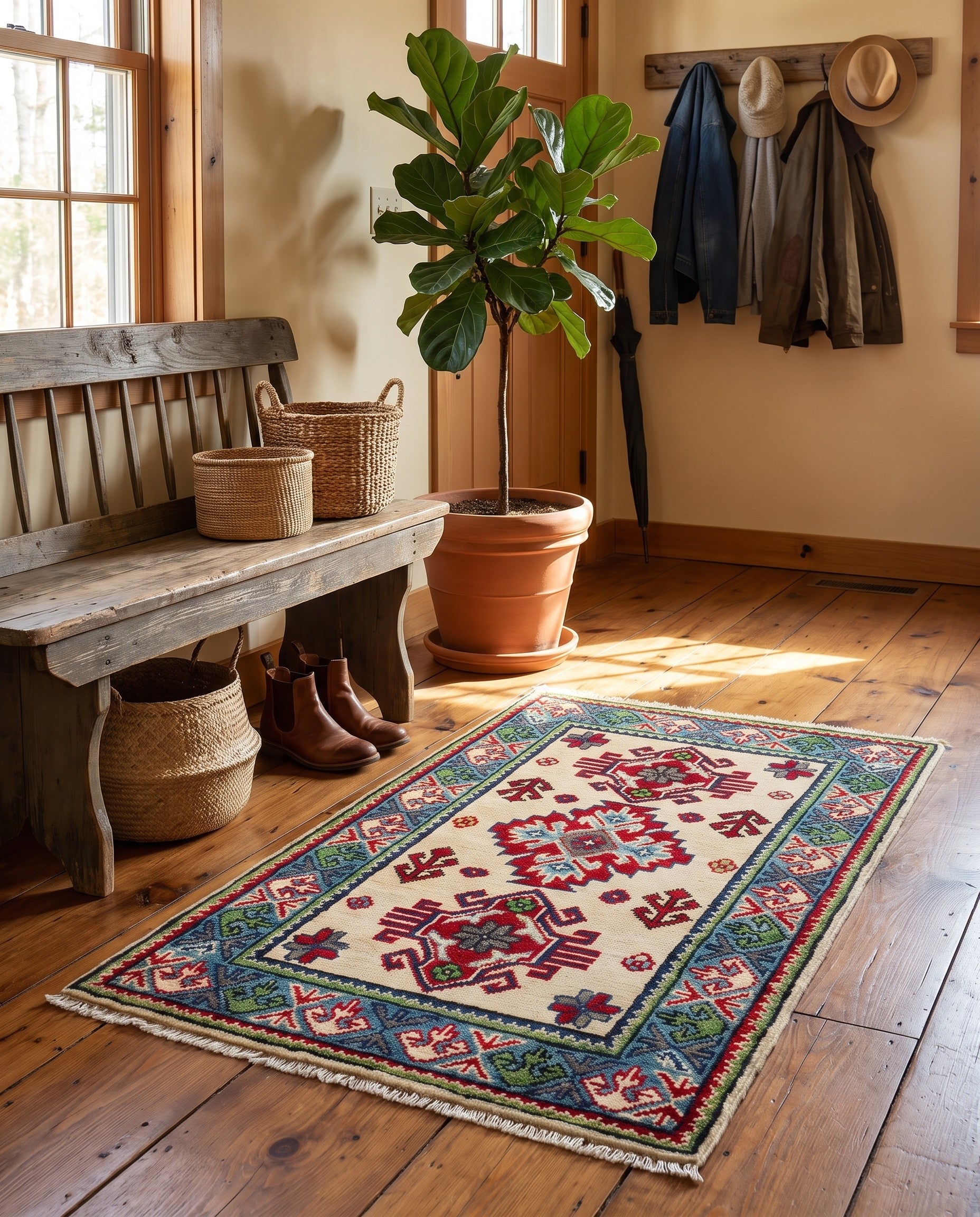 2' x 3' 2 Hand Knotted Kazak Rug