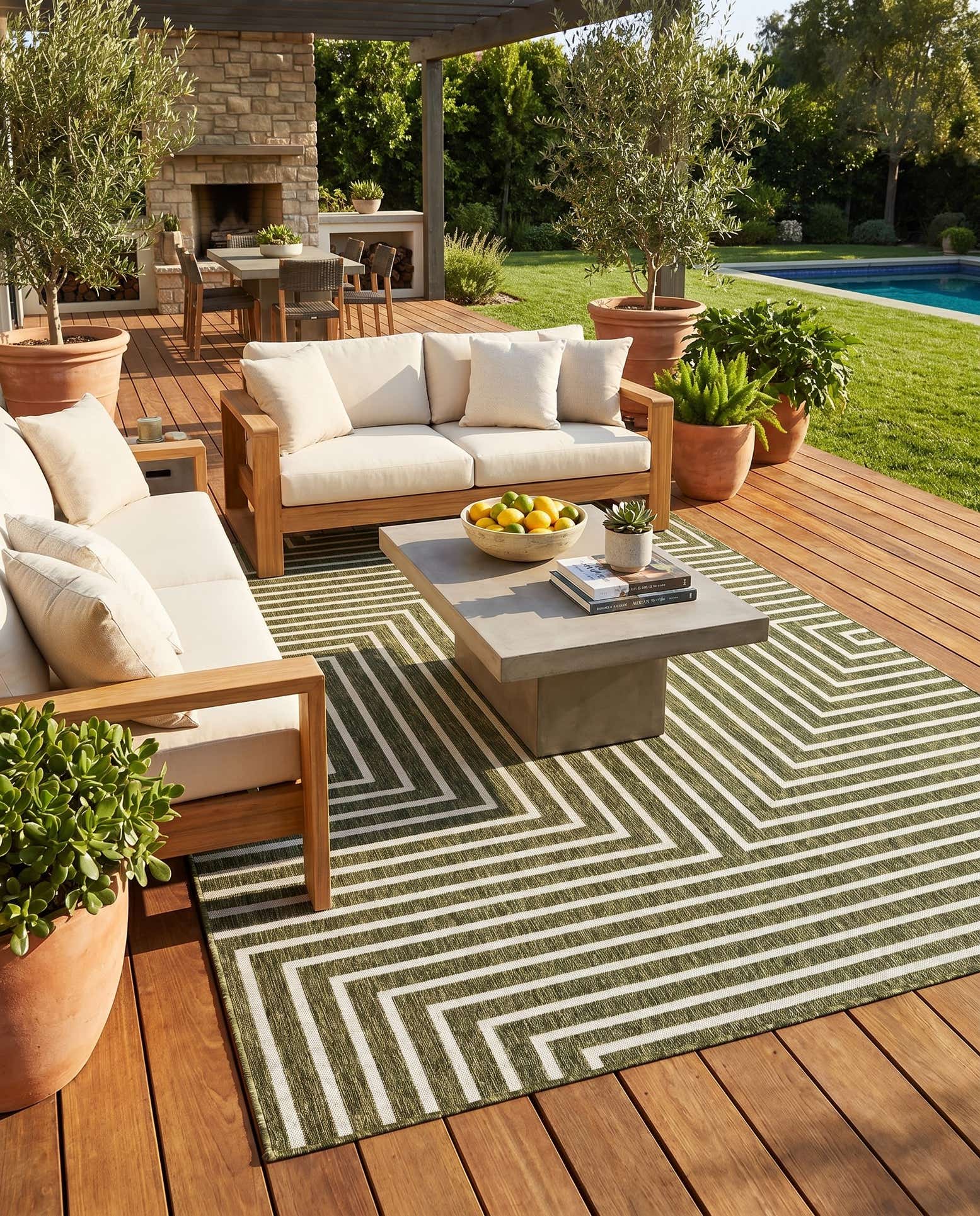 7' 10 x 10' Easy-Clean Modern Indoor / Outdoor Rug
