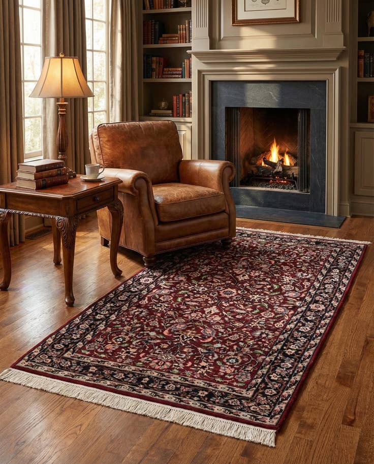 Detail image of 3' 2 x 5' 4 Hand Knotted Kashmir Oriental Wool Rug