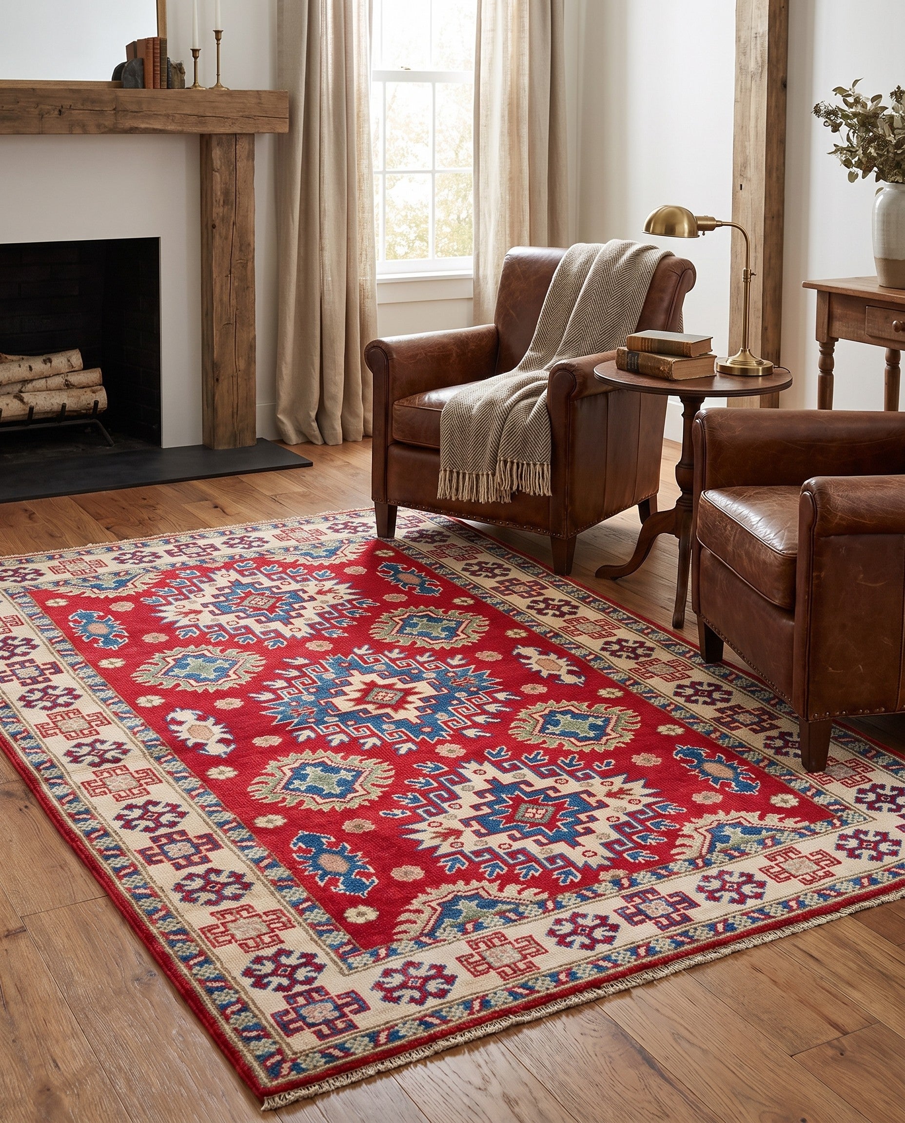 3' 5 x 5' 2 Hand Knotted Kazak Rug