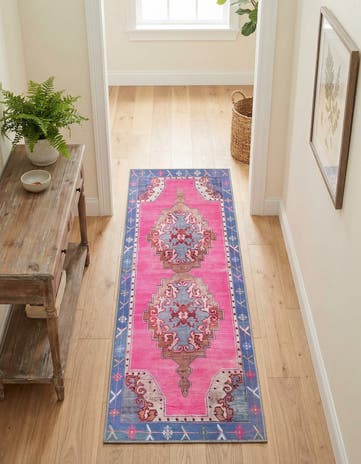 Fuchsia Washable Timeless Runner Rug