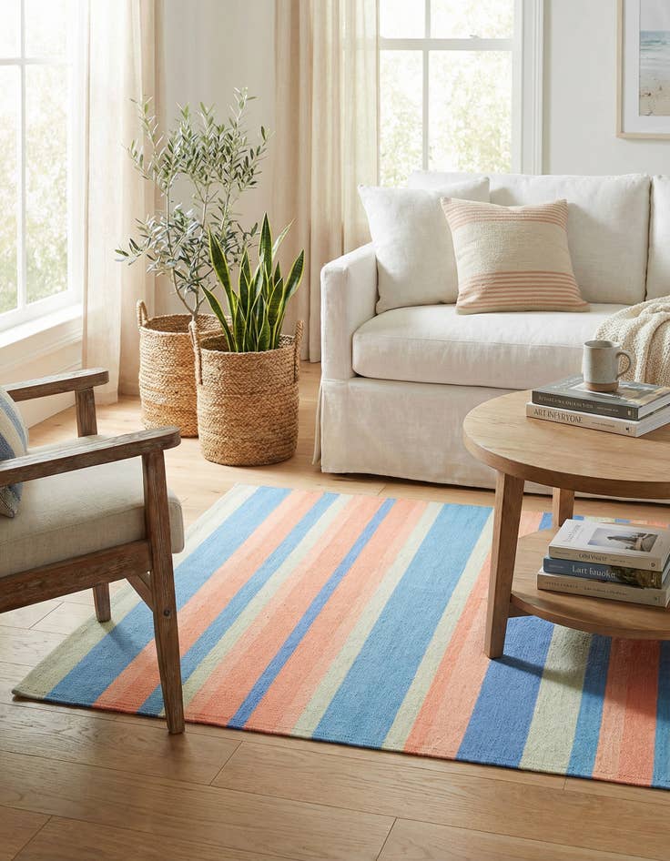 Detail image of 3' 1 x 5' 1  Hand Woven Flatweave Cotton Dhurrie Rug