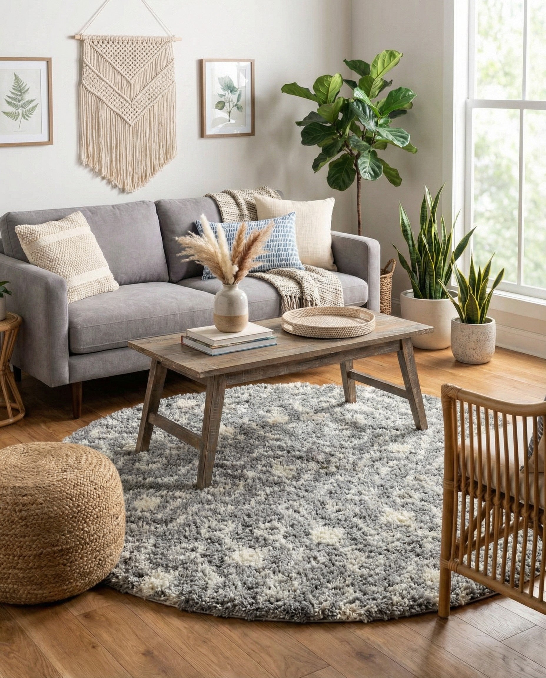 Primary image 6' x 6' Moroccan Trellis Shag Round Rug