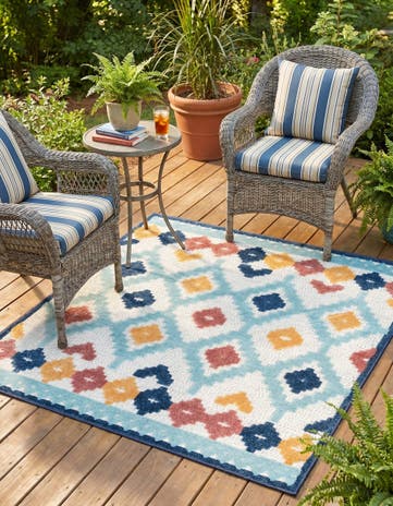 Ivory Easy-Clean Belize Indoor / Outdoor Square Rug