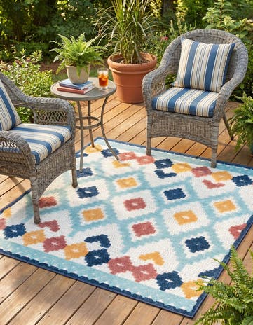 Ivory Easy-Clean Belize Indoor / Outdoor Square Rug