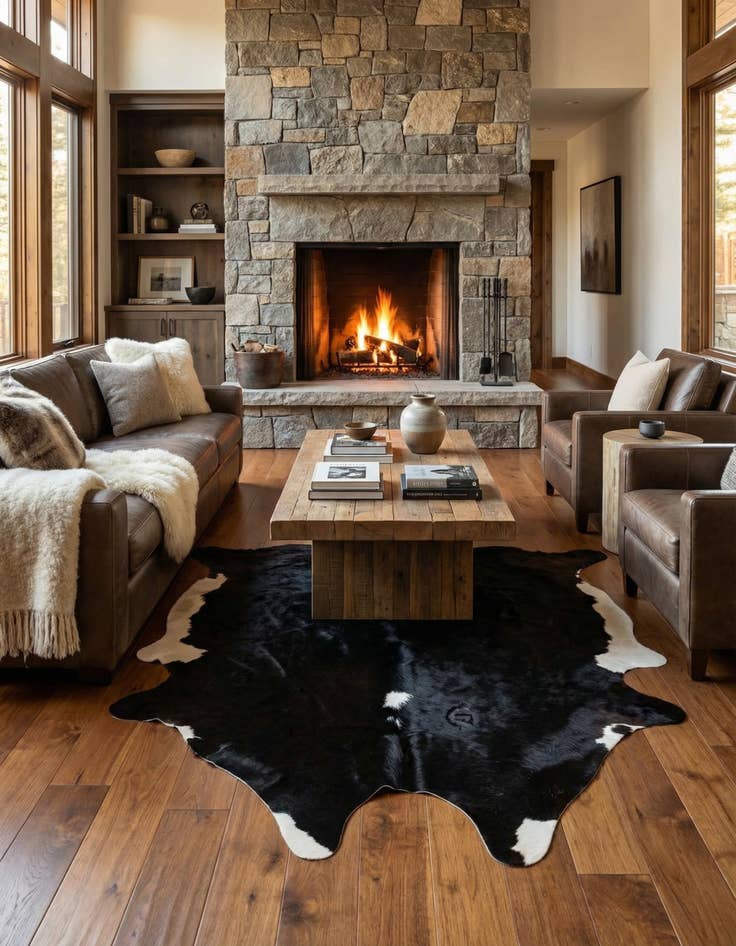 Detail image of 6' 2 x 7' 7 Cowhide Leather Rug