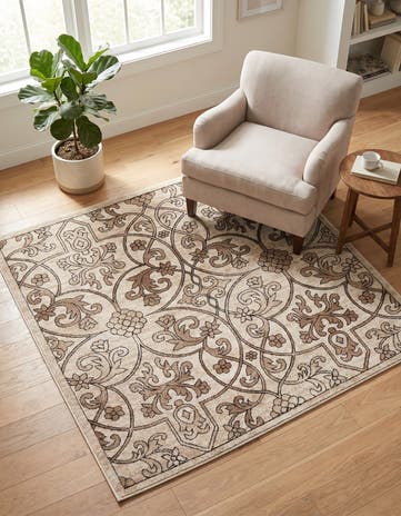 Dark Beige Nepal Square Rug