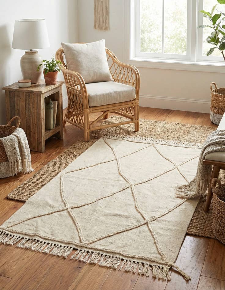 Detail image of 3' 4 x 5' 2 Hand Knotted Moroccan Wool Rug