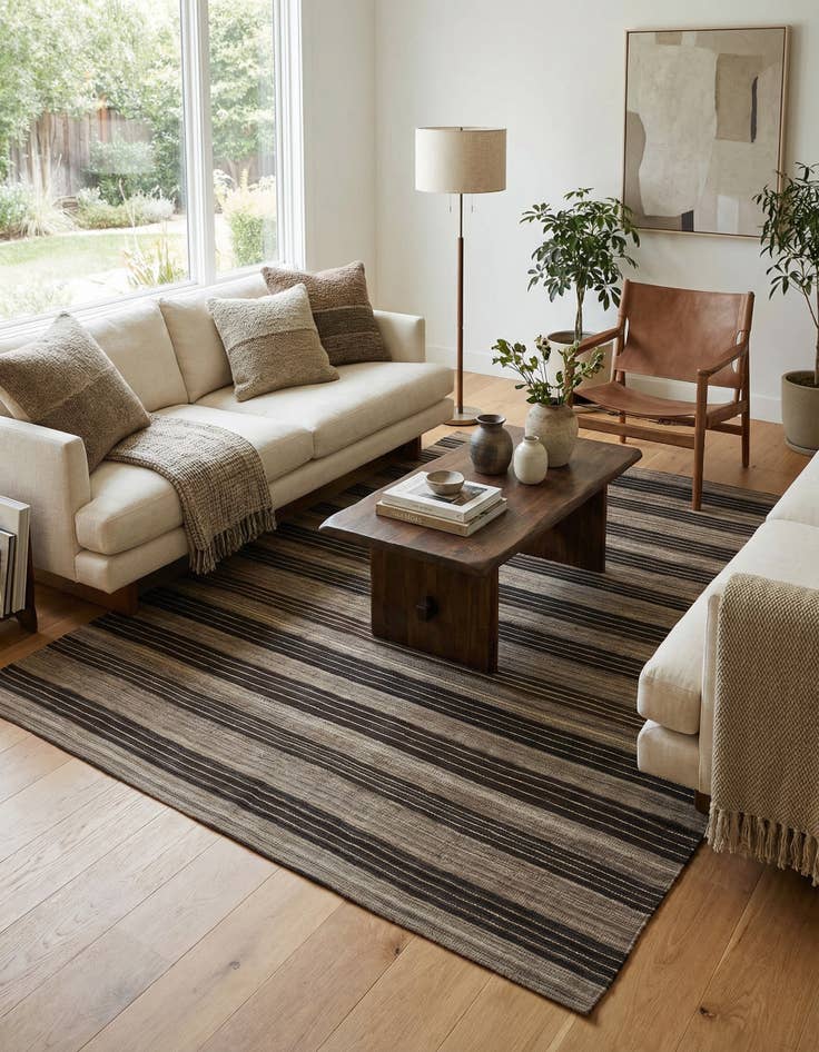 Detail image of 6' x 7' 2 Hand Woven Kilim Modern Wool Square Rug