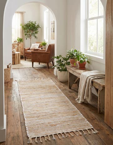 2' 2 x 6' 1 Hand Woven Chindi Jute Runner Rug
