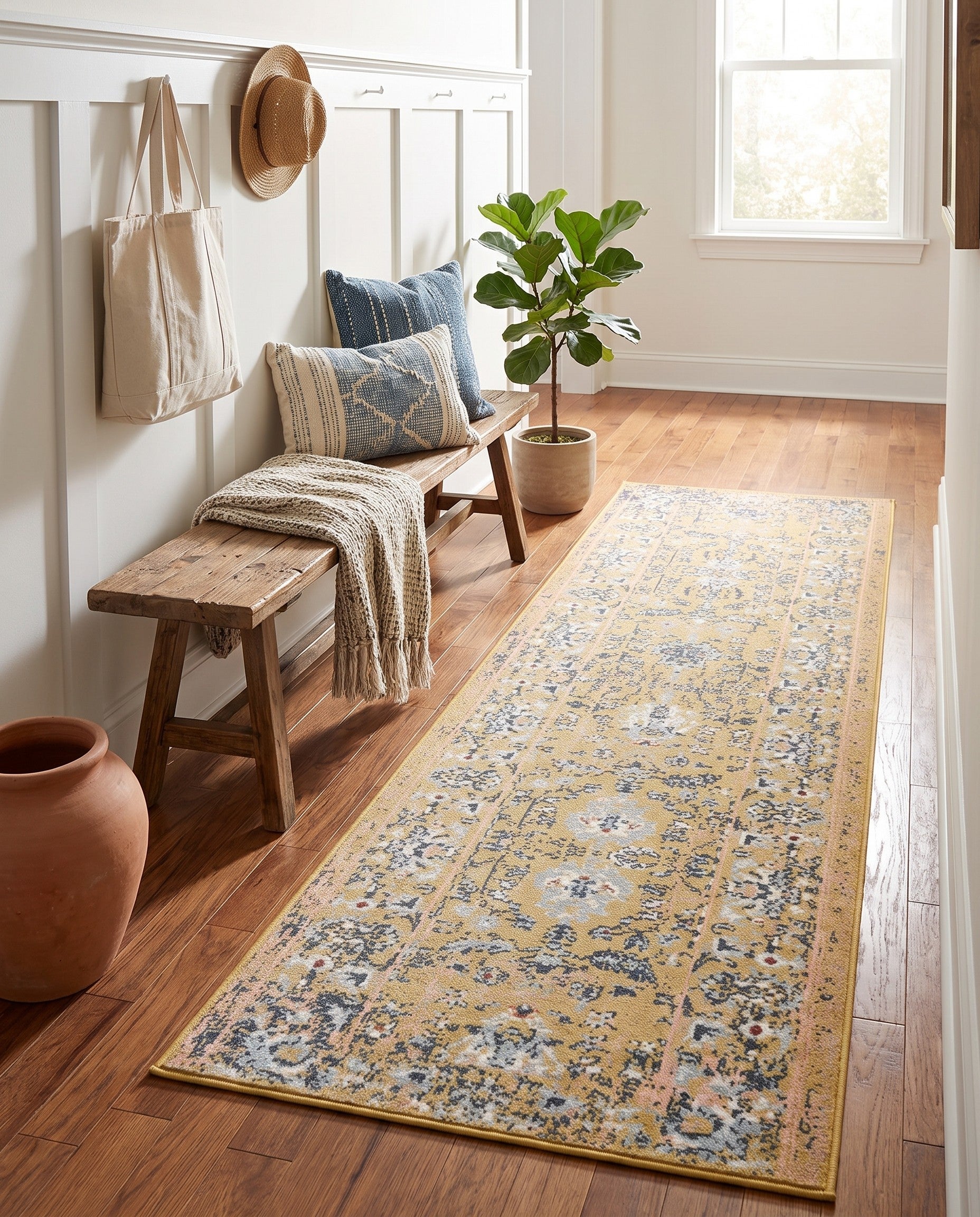 Yellow Kamala Washable Runner Rug